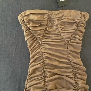 Fashion Nova Delanie Ruched Midi Dress - Brown Size XS